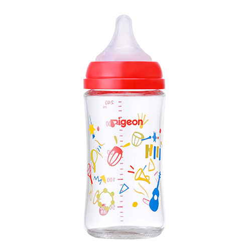 Pigeon Breast Milk Realization Glass Baby Bottle - Music - 240ml