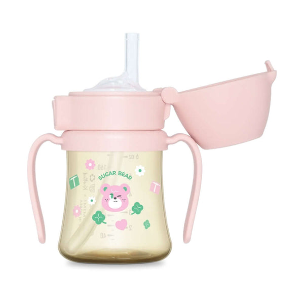 Grosmimi - Sugar Bear PPSU Straw Cup 200ml - Strawberry