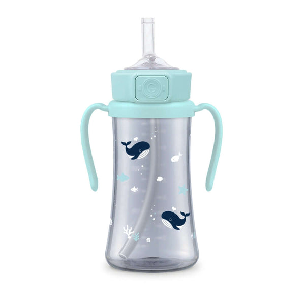 Grosmimi - Dark Baby Whale PPSU Straw Cup 300ml (Creamy Blue)