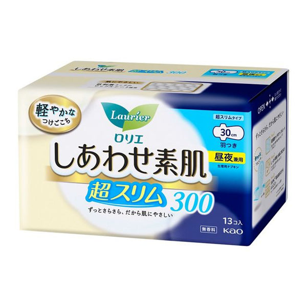KAO Lauríer - Happy Bare Skin Super Slim Type - for Day and Night Use 30cm With Wings 13 Pieces
