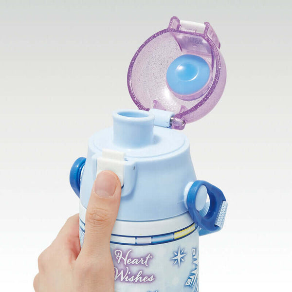 Skater - One Push Stainless Still Direct Drink Bottle with Mini Strap 580ml - Frozen Warm Heart Warm Wishes-Panda Kids and Baby