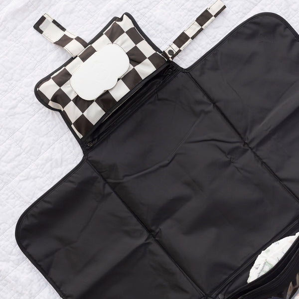 Tiny Twinkle - Portable Diaper Changing Pad - Black Checkers