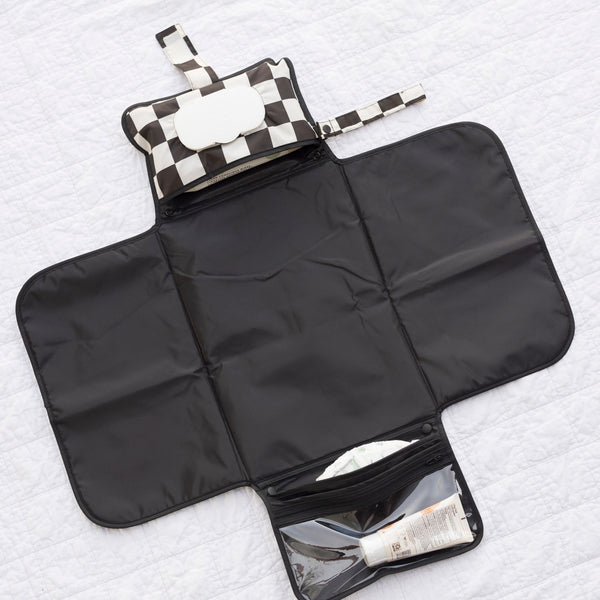 Tiny Twinkle - Portable Diaper Changing Pad - Black Checkers