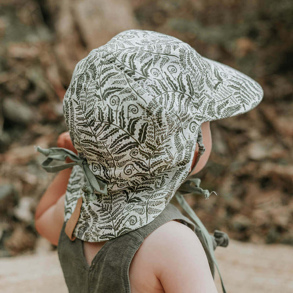 Bedhead Hats - 'Lounger' Baby Reversible Flap Sun Hat - Fern & Moss-Panda Kids and Baby
