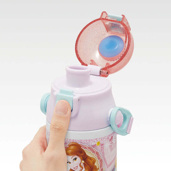Skater - One Push Stainless Still Direct Drink Bottle with Mini Strap 580ml - Disney Princess-Panda Kids and Baby