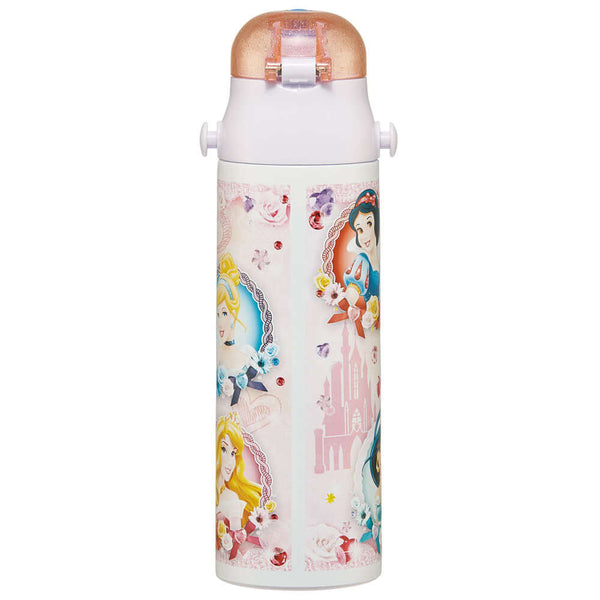 Skater - One Push Stainless Still Direct Drink Bottle with Mini Strap 580ml - Disney Princess-Panda Kids and Baby