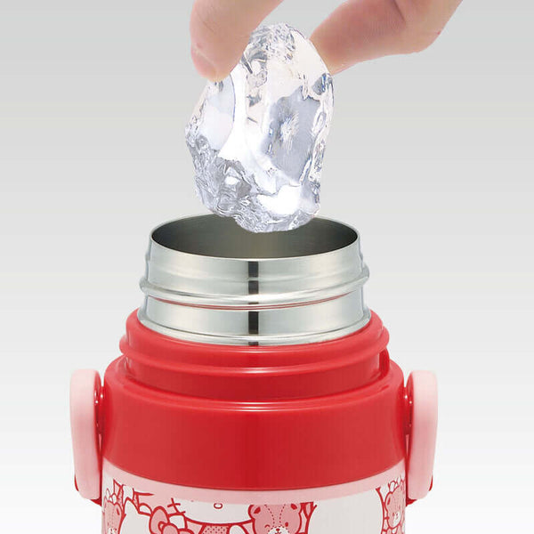 Skater - One Push Stainless Still Direct Drink Bottle with Mini Strap 470ml - Hello Kitty-Panda Kids and Baby