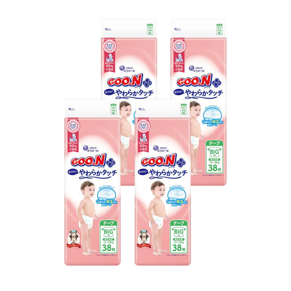 GOO.N Plus - Soft Touch for Sensitive Skin - Nappy Tape Size XL for 12-22kg - 38 pcs