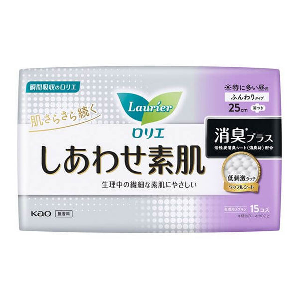 KAO Laurier - Happy Skin, Deodorizing Plus, For Heavy Days, With Wings Sanitary Pads, 15 Pieces-Panda Kids and Baby
