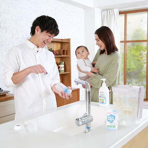 Pigeon - 2 in 1 Nylon Rotary Bottle and Teat Brush-Panda Kids and Baby