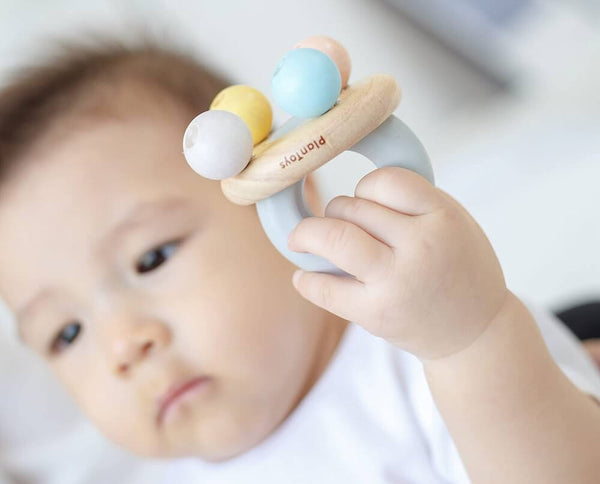 PlanToys - Bell Rattle - Pastel-Panda Kids and Baby