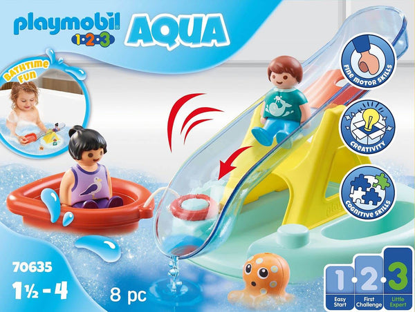 Playmobil - 1.2.3 Aqua Water Seesaw with Boat-Panda Kids and Baby