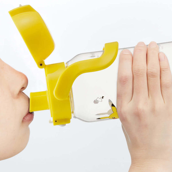 Skater - Drink Marker Bottle with Carry Handle 1 Litre - Transparent Pocket Monster Pikachu Face-Panda Kids and Baby