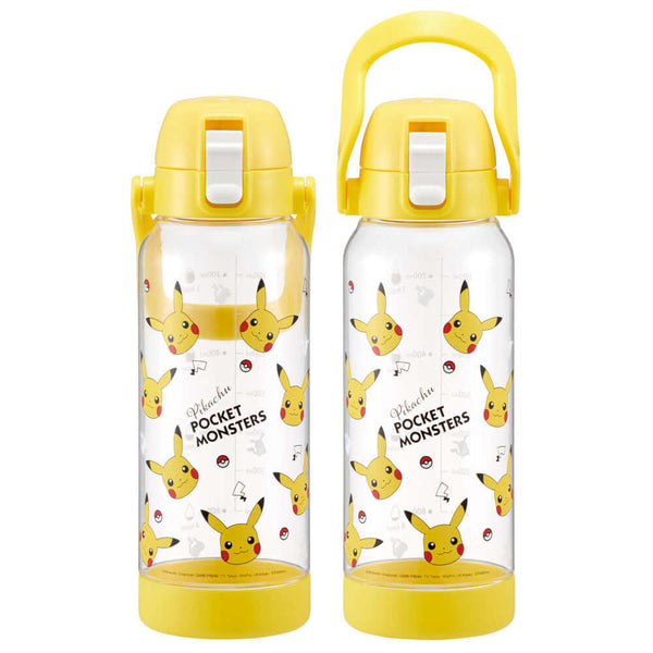 Skater - Drink Marker Bottle with Carry Handle 1 Litre - Transparent Pocket Monster Pikachu Face-Panda Kids and Baby