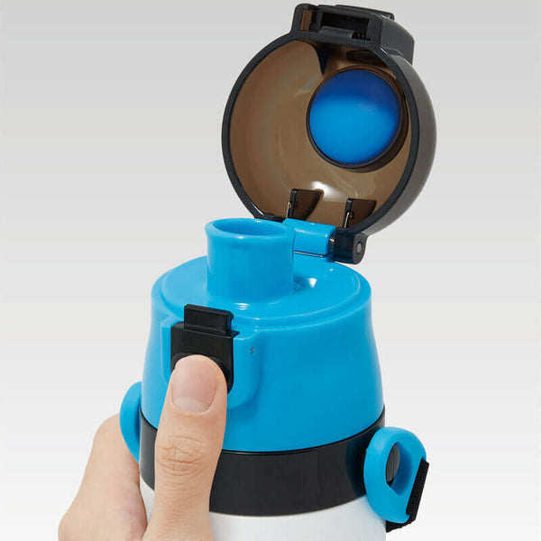 Skater - One Push Stainless Still Direct Drink Bottle with Mini Strap 470ml - Pokemon-Panda Kids and Baby