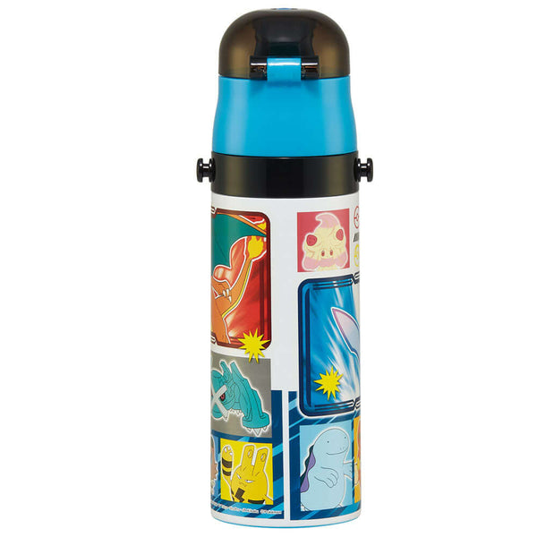Skater - One Push Stainless Still Direct Drink Bottle with Mini Strap 470ml - Pokemon-Panda Kids and Baby
