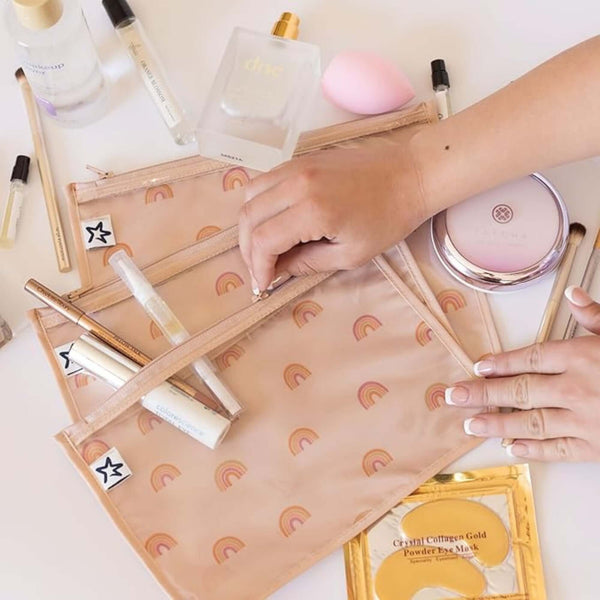 Tiny Twinkle - Clear Travel Bags - 3 Pack Set - Beige Checkers-Panda Kids and Baby