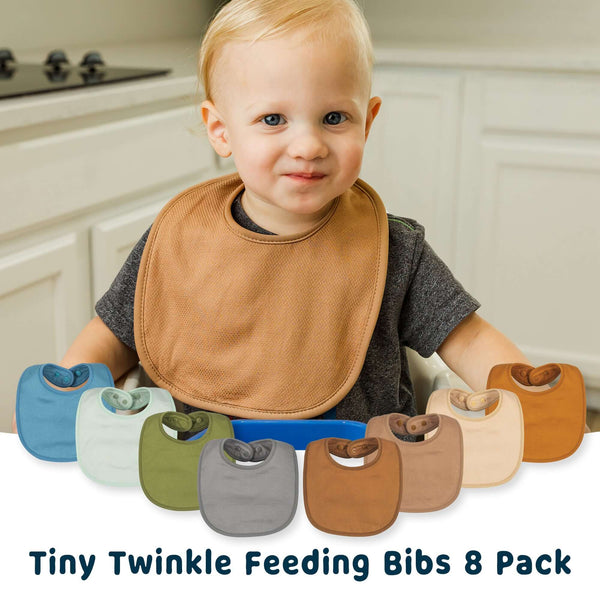 Tiny Twinkle - Kaffle Feeding Bib 8 Pack - Boy Set-Panda Kids and Baby