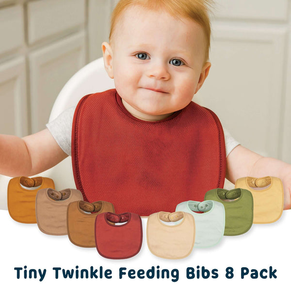 Tiny Twinkle - Kaffle Feeding Bib 8 Pack - Neutral Set-Panda Kids and Baby