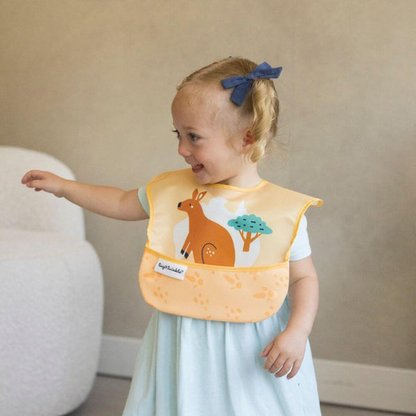 Tiny Twinkle - Mess-Proof Easy Bib - Kangaroo Cinnamon-Panda Kids and Baby