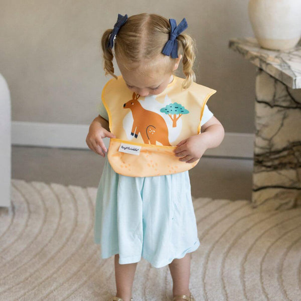 Tiny Twinkle - Mess-Proof Easy Bib - Kangaroo Cinnamon-Panda Kids and Baby