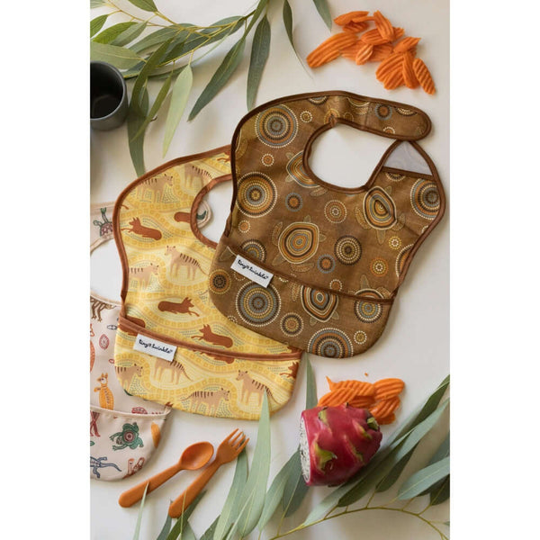 Tiny Twinkle - Mess-Proof Easy Bib Pack of 3 - Aboriginal Prints-Panda Kids and Baby