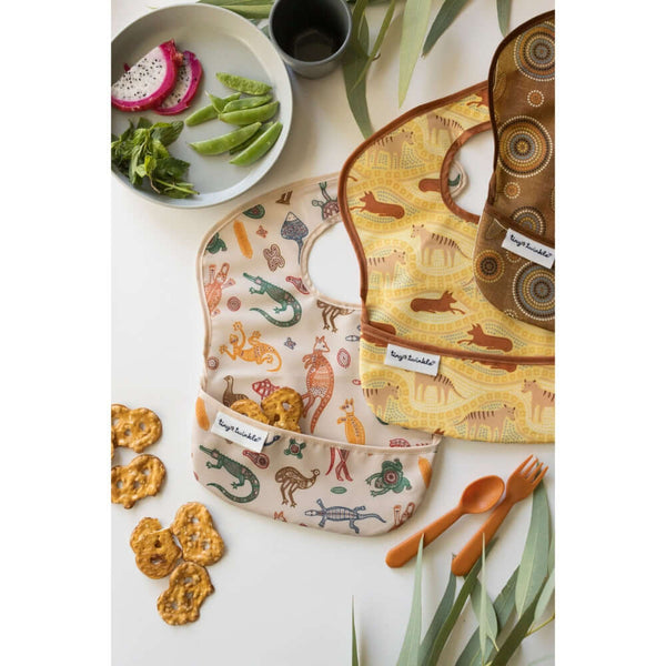 Tiny Twinkle - Mess-Proof Easy Bib Pack of 3 - Aboriginal Prints-Panda Kids and Baby