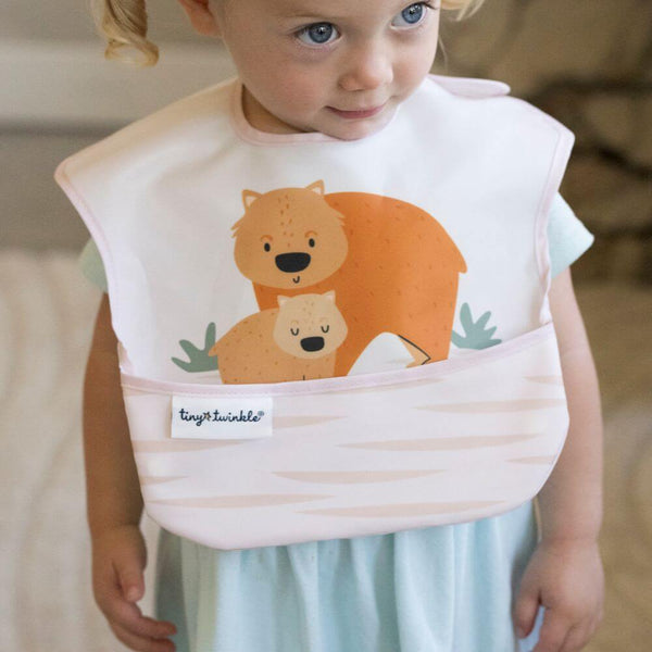 Tiny Twinkle - Mess-Proof Easy Bib - Wombat Beige-Panda Kids and Baby