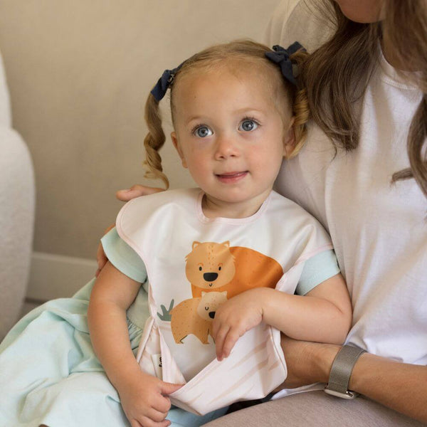 Tiny Twinkle - Mess-Proof Easy Bib - Wombat Beige-Panda Kids and Baby