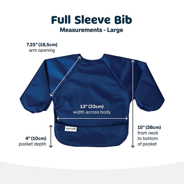 Tiny Twinkle - Mess-proof Full Long Sleeve Bib 2 Pack - Grey, Dark Blue-Panda Kids and Baby