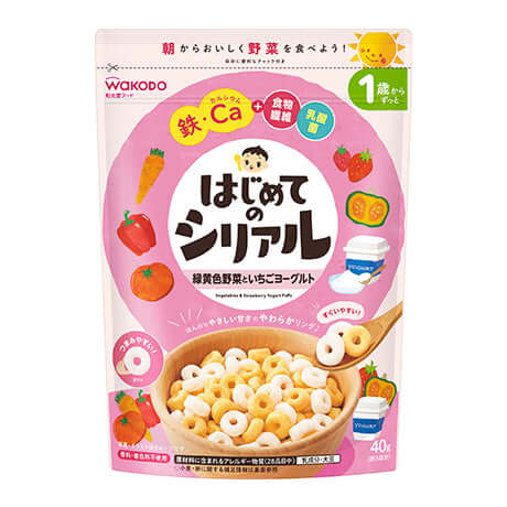 WAKODO - First Cereal Vegetable & Strawberry Yogurt Puffs 40g-Panda Kids and Baby