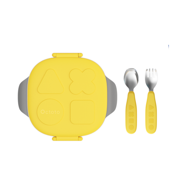 Octoto - Kids Stainless Steel Divided Plate Dining Set - Classic Model-Panda Kids and Baby