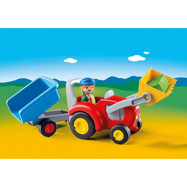 Playmobil - 1.2.3 Tractor with Trailer - PMB6964-Panda Kids and Baby