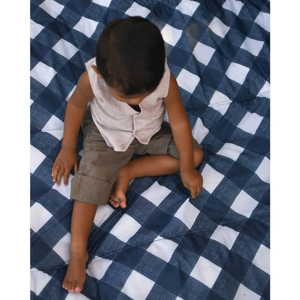 Little Unicorn - Outdoor Blanket - 5 x 7 - Navy Plaid-Panda Kids and Baby