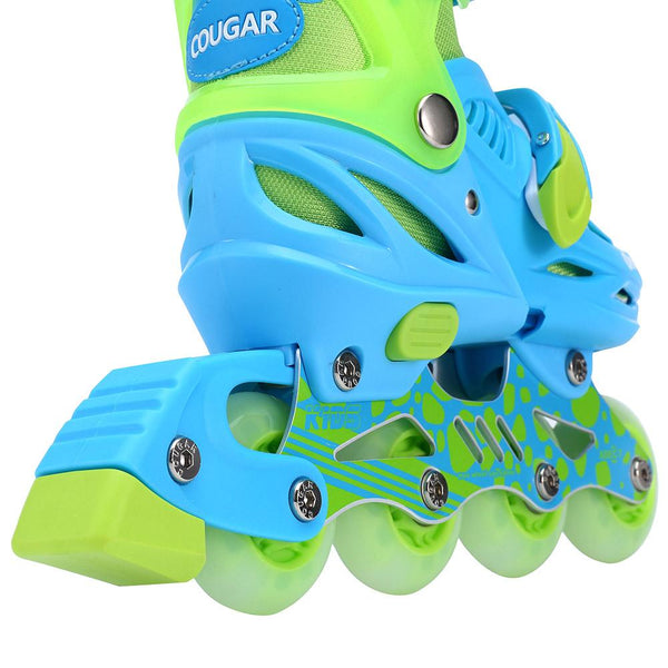 Cougar - Kids Inline Roller Skate Set for Beginner with Helmet and Protection Kit - Blue-Panda Kids and Baby