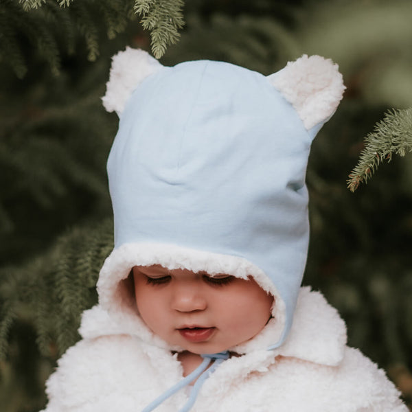 Bedhead Hat - Teddy Fleecy Beanie - Baby Blue Marle-Panda Kids and Baby