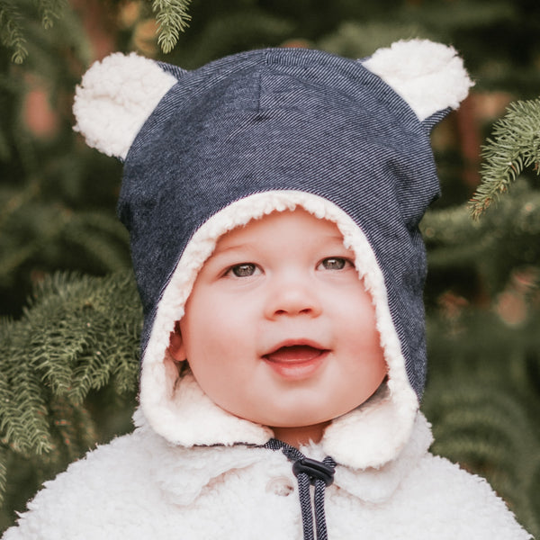 Bedhead Hat - Teddy Fleecy Beanie - Denim-Panda Kids and Baby