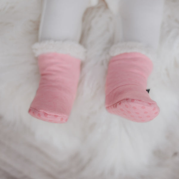 Bedhead Hat - Fleecy Sleepy Booties - Baby Pink Marle-Panda Kids and Baby
