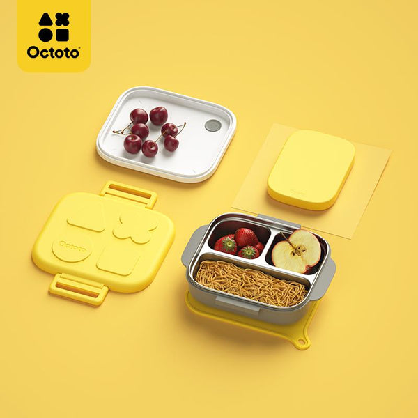 Octoto - Kids Stainless Steel 3 Compartments Divided Plate Dining Set Plus-Panda Kids and Baby