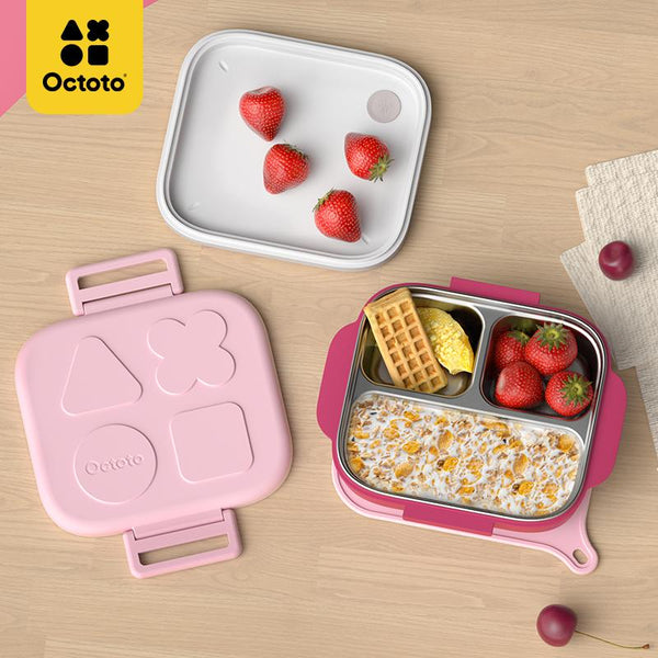 Octoto - Kids Stainless Steel 3 Compartments Divided Plate Dining Set Plus-Panda Kids and Baby