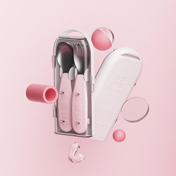 Octoto - Kids Travel Stainless Steel Fork and Spoon Set-Panda Kids and Baby