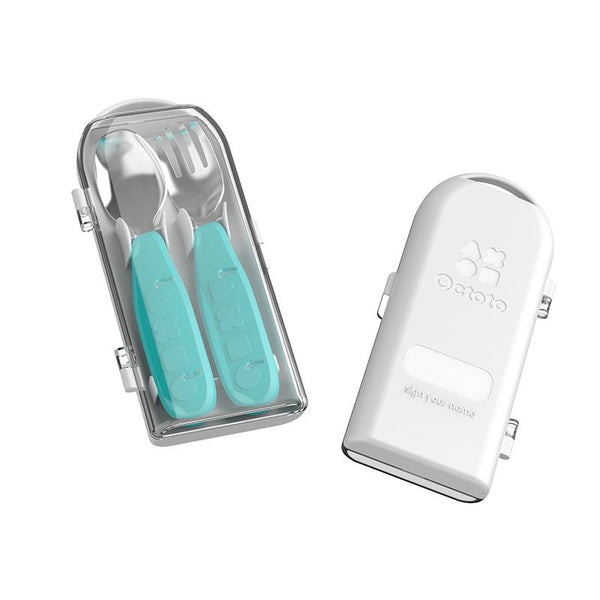 Octoto - Kids Travel Stainless Steel Fork and Spoon Set-Panda Kids and Baby