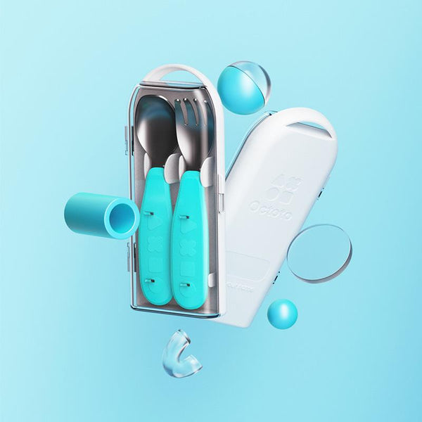 Octoto - Kids Travel Stainless Steel Fork and Spoon Set-Panda Kids and Baby