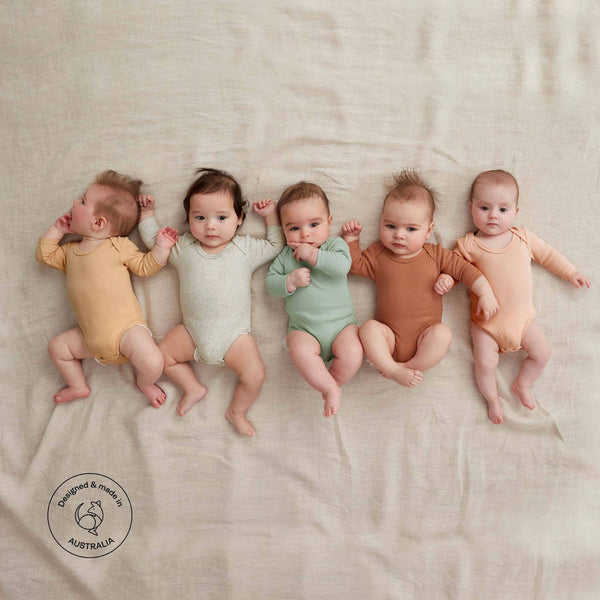 ergoPouch - Bodywear Long Sleeve Bodysuit 0.2 Tog - Chestnut-Panda Kids and Baby