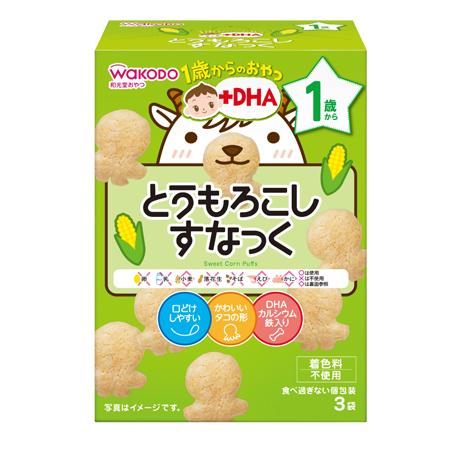 WAKODO Baby Snack +DHA Sweet Corn Puffs - Suitable for 12m+-Panda Kids and Baby