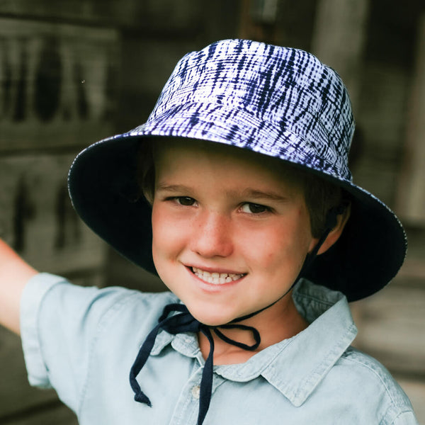 Bedhead-'Explorer' Kids Reversible Classic Bucket Hat - Shibori / Indigo-Panda Kids and Baby