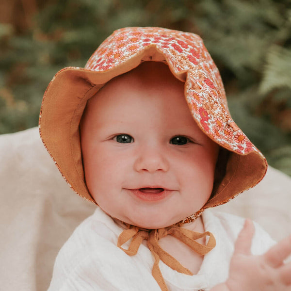 Bedhead Hats - 'Searcher' Reversible Ruffle Bonnet - Melody & Maize-Panda Kids and Baby
