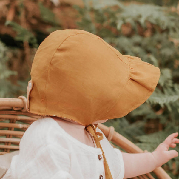 Bedhead Hats - 'Searcher' Reversible Ruffle Bonnet - Melody & Maize-Panda Kids and Baby