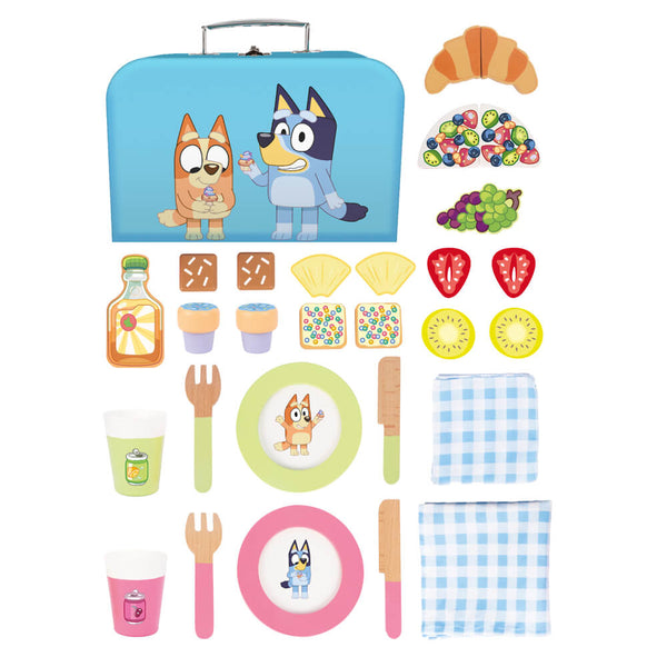 Bluey - Wooden Picnic Set-Panda Kids and Baby
