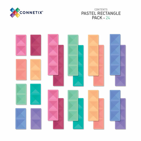 Connetix Tiles - Pastel Rectangle Pack 24 pc-Panda Kids and Baby
